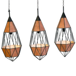 Modern Wire and Leather Pendants - Set of 3 For Sale