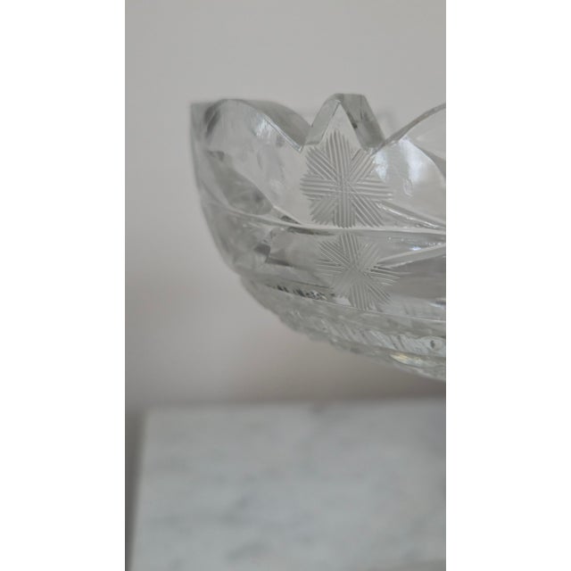 Mid 20th Century Vintage Cut Glass Star and Leaf Pedestal Compote For Sale - Image 5 of 18
