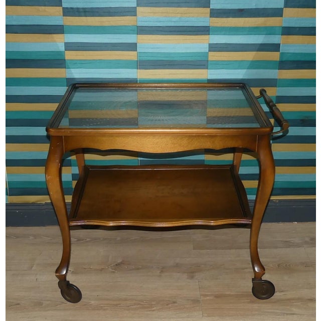 Chippendale Style Wicker and Glass Bar Trolley, 1960s For Sale - Image 4 of 9