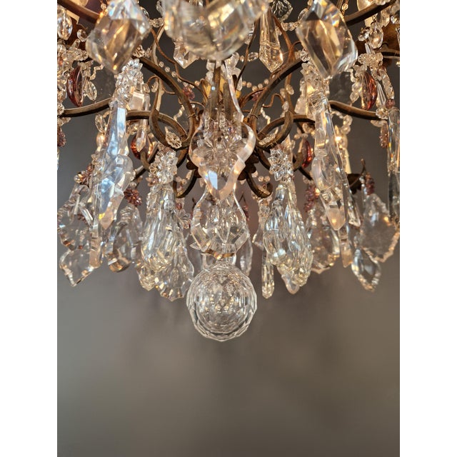 Antique Art Deco Candle Light Traditional Chandelier With Purple Crystal For Sale - Image 6 of 11