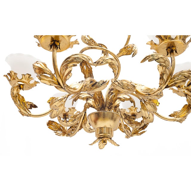 Antique Floral Chandelier in Copper, 1940s For Sale - Image 6 of 7