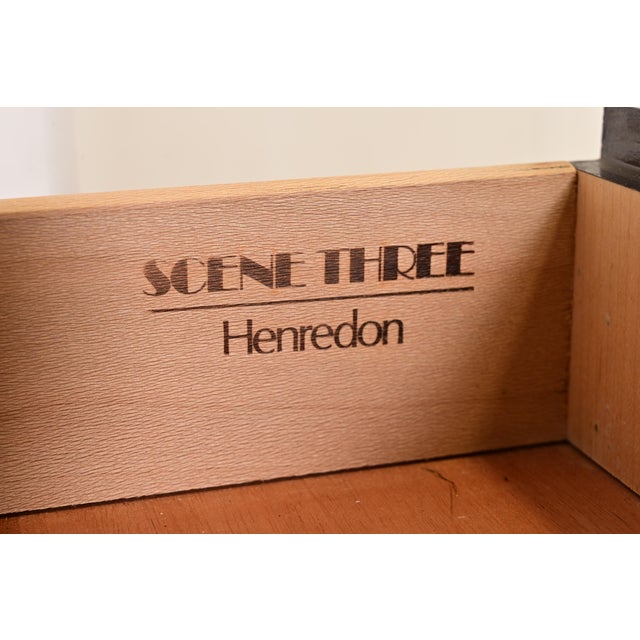 1980s Milo Baughman Style Modern Art Deco Burl Wood Bar Cabinet by Henredon For Sale - Image 11 of 16