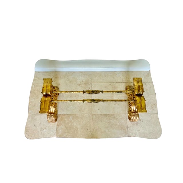 Baroque Carved Gilt Wood and Metal Center Table With Glass Top, Late 19th Century For Sale - Image 3 of 12