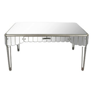Vintage Scalloped Mirror Vanity or Desk For Sale