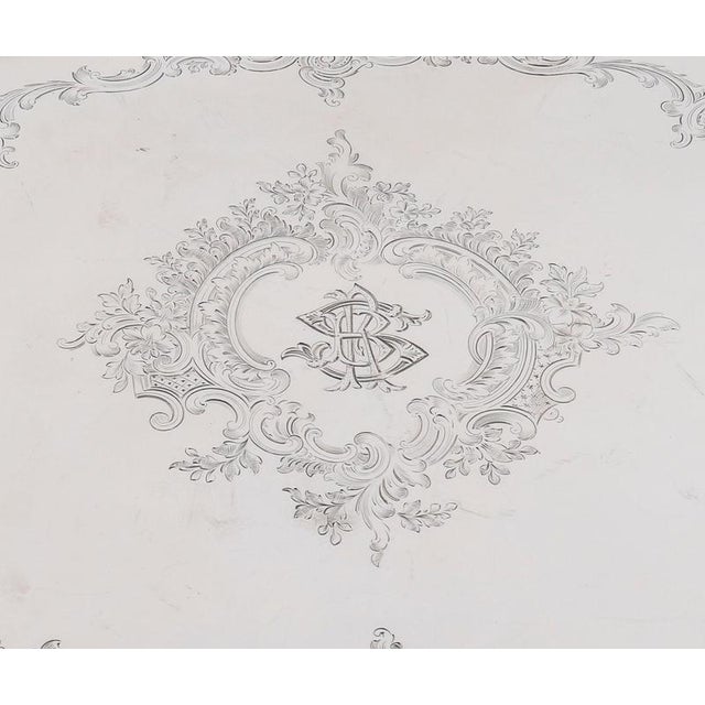 Antique Victorian Oval Silver Plated Tray by Thomas Bradbury & Sons, 19th Century For Sale - Image 12 of 18