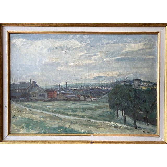 Albert Quizet View on Paris suburb Oil on canvas, c. 1930 Signed at bottom left On canvas size 38 x 55 cm In a golden...