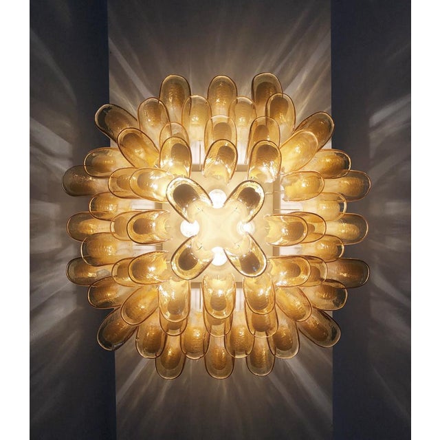 Metal Italian Ceiling Lamp with Murano Glass Petals, 1990s For Sale - Image 7 of 18