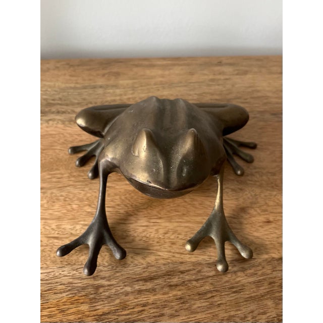 Mid-Century Modern Vintage Mid-Century Large Brass Frog Figurine For Sale - Image 3 of 9