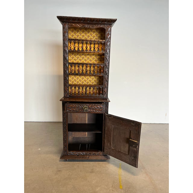 Brown Victorian Style Carved Bookcase - Cupboard For Sale - Image 8 of 13