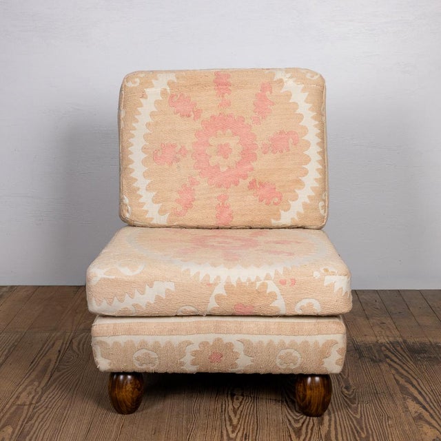 Slipper Chair Upholstered in Suzani For Sale In Houston - Image 6 of 7