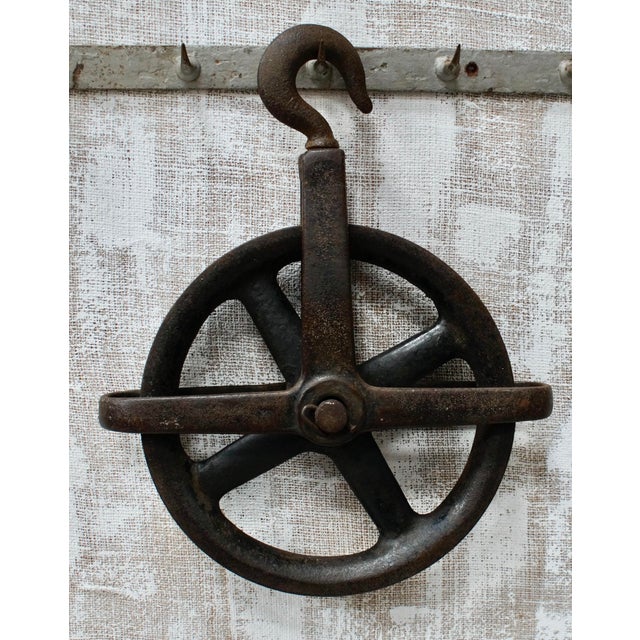 Antique Cast Iron Pulley Wheel, 1900s For Sale - Image 4 of 9