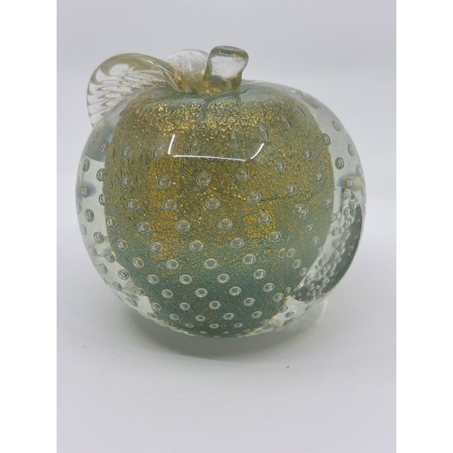 Celadon Mid-Century Alfredo Barbini Murano Glass Apple Celadon Green/ Book End For Sale - Image 8 of 9