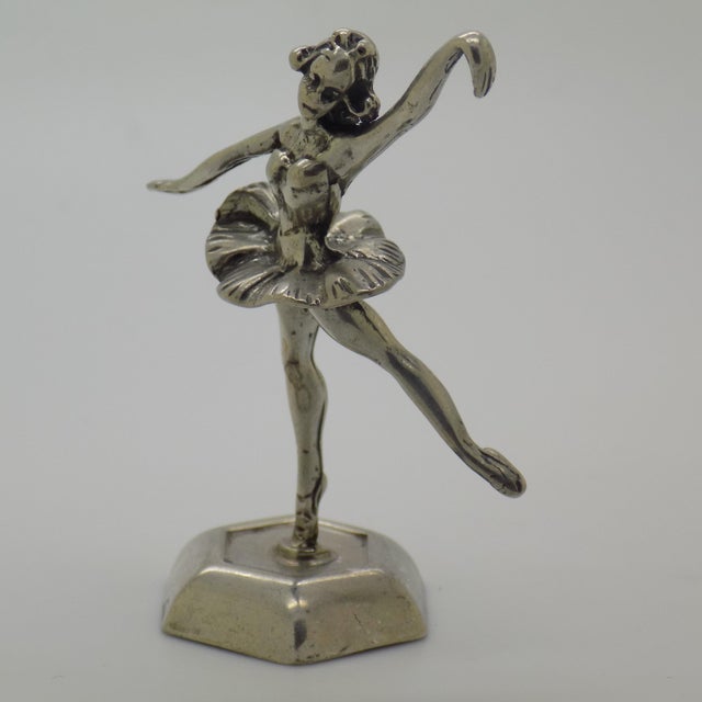 Italian Vintage Italian Handmade Genuine Silver Ballerina / Dancer Figurine Dollhouse Miniature For Sale - Image 3 of 8
