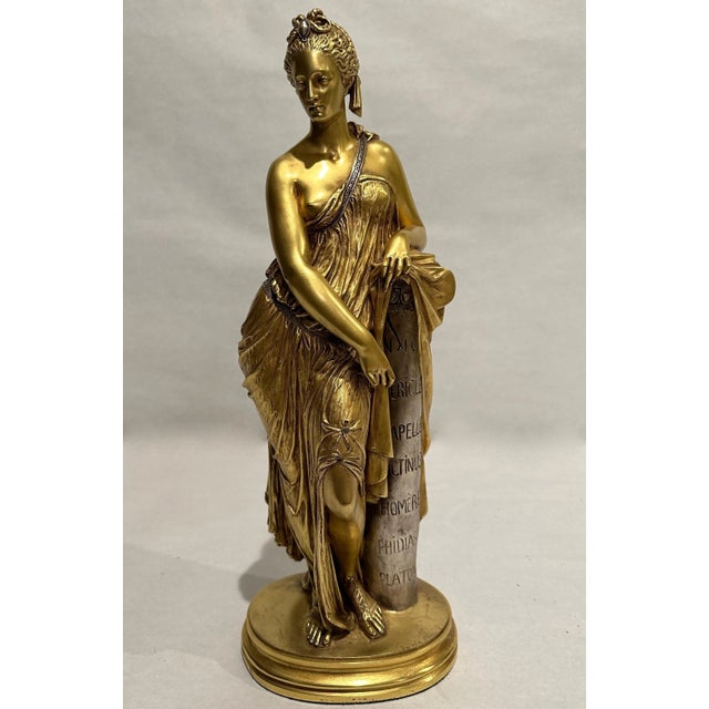 Rare pair of bronze sculptures by Emile Hebért. Fine quality silvered and gilt bronze figures of a warrior woman and a...