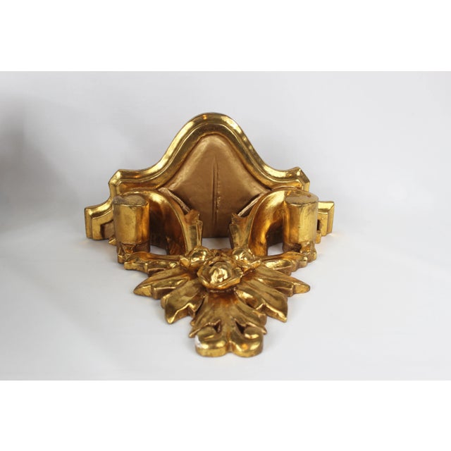Italian Rococo Style Carved Floral Gilt Wood Wall Bracket For Sale - Image 4 of 7