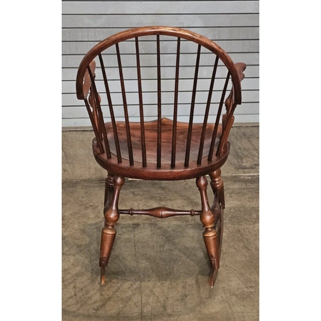 Wood d.r. Dimes Continuous Arm Windsor Rocking Chair Bench Made in New Hampshire For Sale - Image 7 of 10