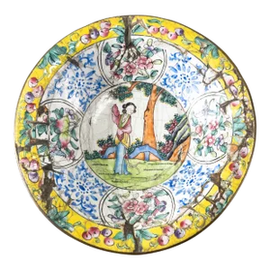 19th Century Chinese Canton Peking Enamel Bowl With Figure