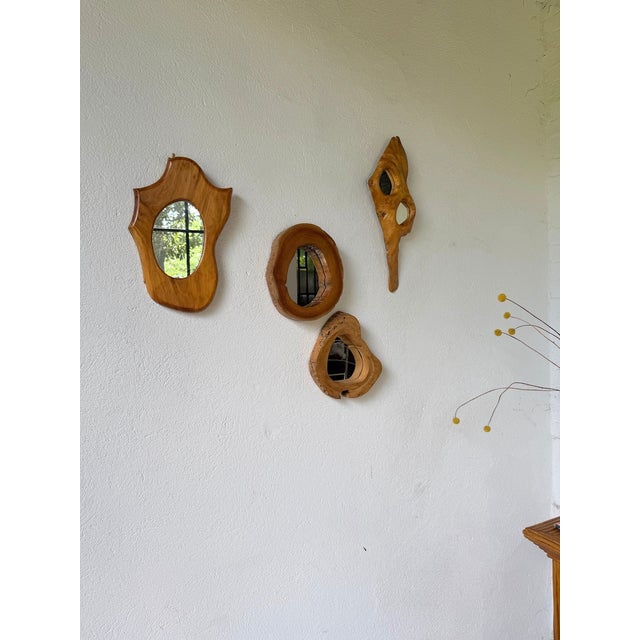 Brutalist Organic Wooden Mirrors, 1950s, Set of 4 For Sale - Image 4 of 18