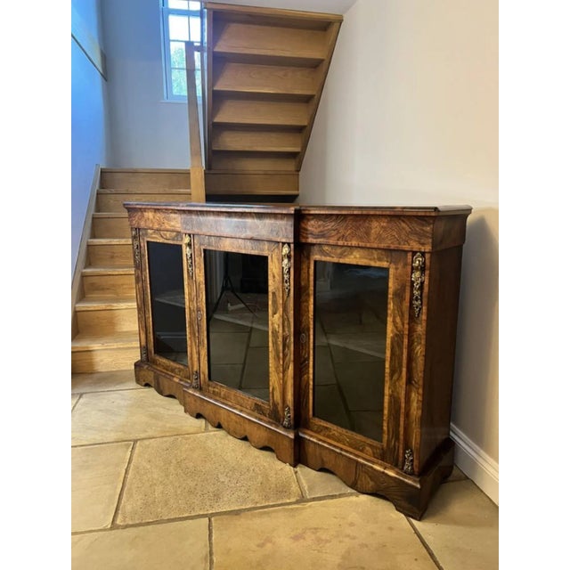 Antique Victorian Burr Walnut Breakfront Bookcase, 1860 For Sale - Image 3 of 9