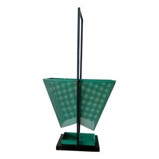 Vintage Green and Black Metal Umbrella Stand, 1950s For Sale