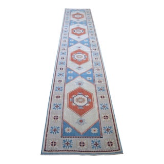 1980s Hand Knotted Runner Rug Extra Long Hallway Rug Kitchen Decor For Sale