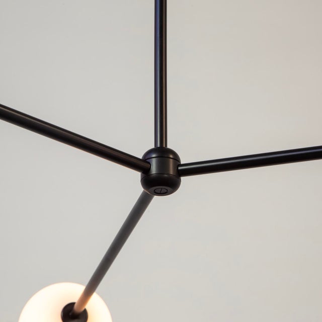 Not Yet Made - Made To Order Globe Chandelier 3, Black, 27.25in H, 5 Inch Glass Globes, by Research.Lighting, Modern, Minimal Hanging Light For Sale - Image 5 of 10