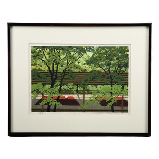 Masao Ido, Green Shade (緑蔭), 1991, Woodblock Print For Sale