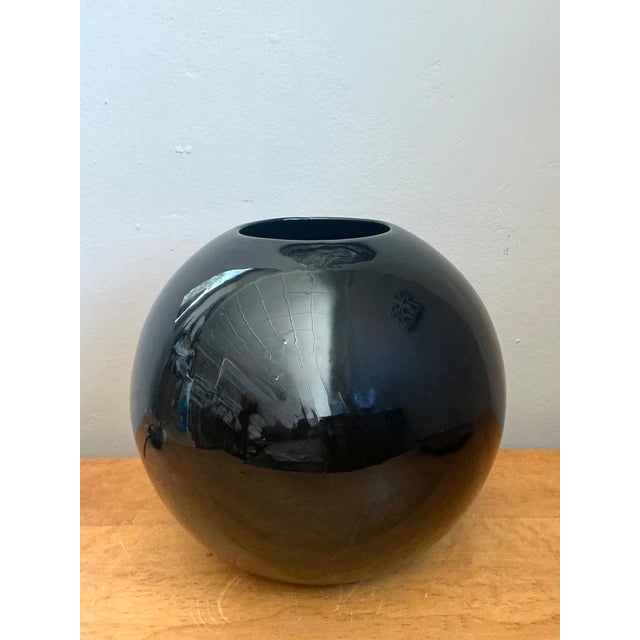 Vintage Black Ceramic Sphere Vase For Sale - Image 15 of 18