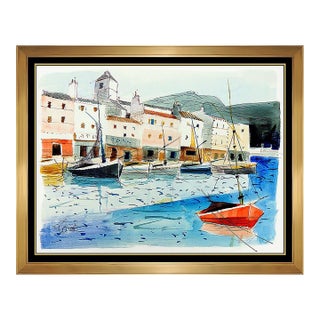 Mid 20th Century Barques a la Quai, Charles Levier For Sale