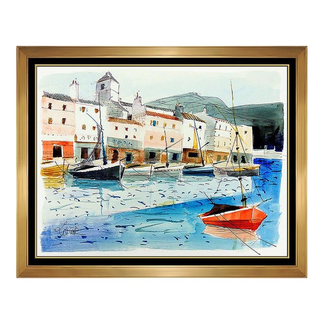 Mid 20th Century Barques a la Quai, Charles Levier For Sale