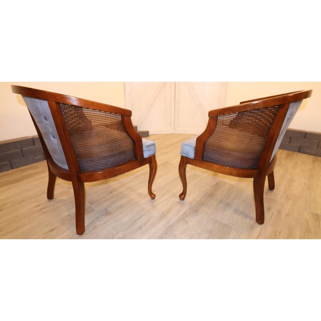 Vintage Hollywood Regency Cane Back Chairs For Sale - Image 4 of 9