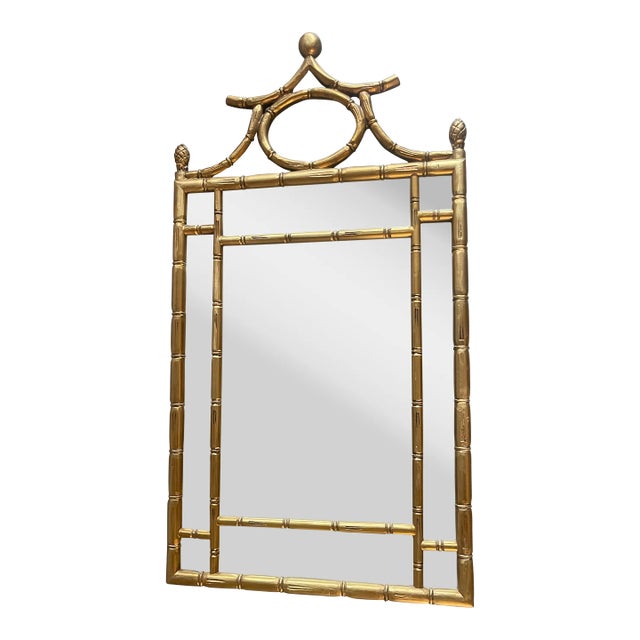 Hollywood Regency West Palm Beach Faux Bamboo Pagoda Mirror For Sale