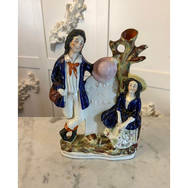 Antique Pottery Spill Vase Man and Woman Figure from Staffordshire, 1900 For Sale - Image 9 of 9