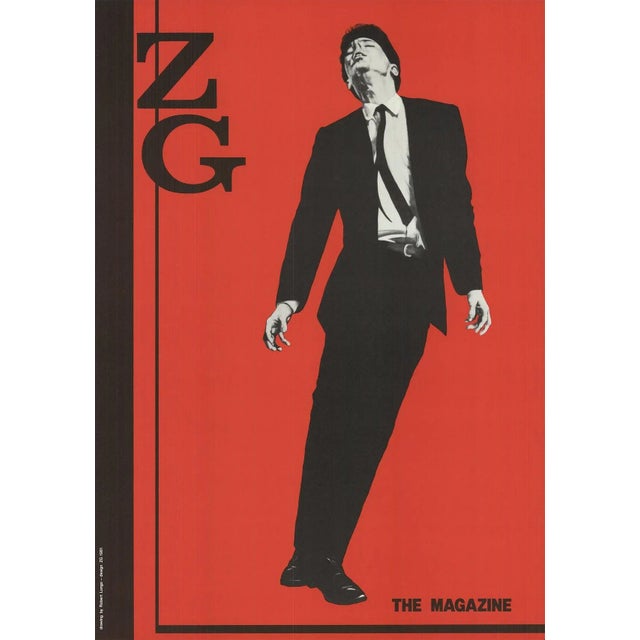 1981 Robert Longo 'ZG Magazine, Jack Goldstein' Contemporary Black & White, Red USA Offset Lithograph For Sale