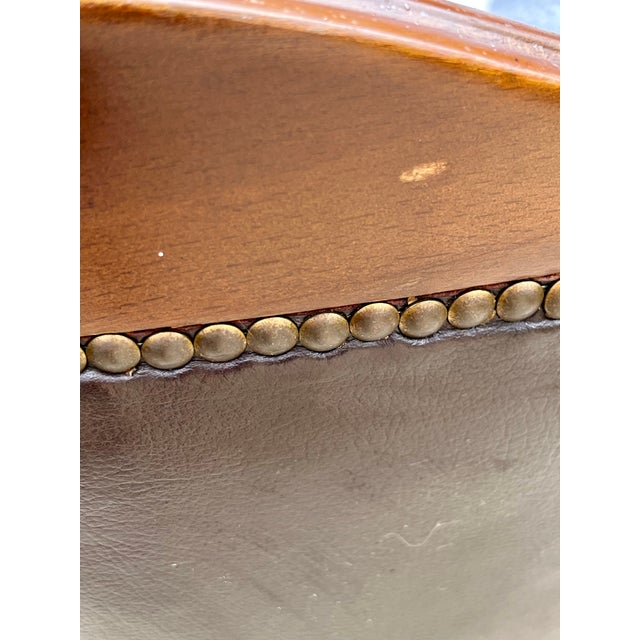 Vintage Chocolate Brown Leather Ralph Lauren Style Club Armchair For Sale - Image 14 of 17