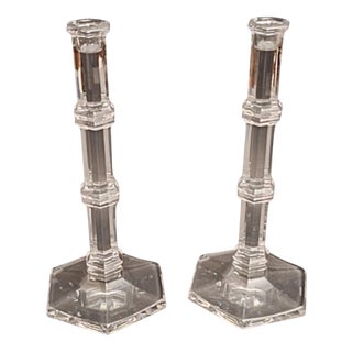 Crystal Glass Candleholders from Tiffany & Co., Set of 2 For Sale