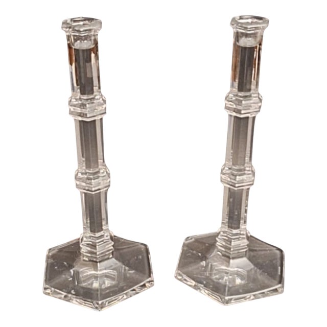 Crystal Glass Candleholders from Tiffany & Co., Set of 2 For Sale