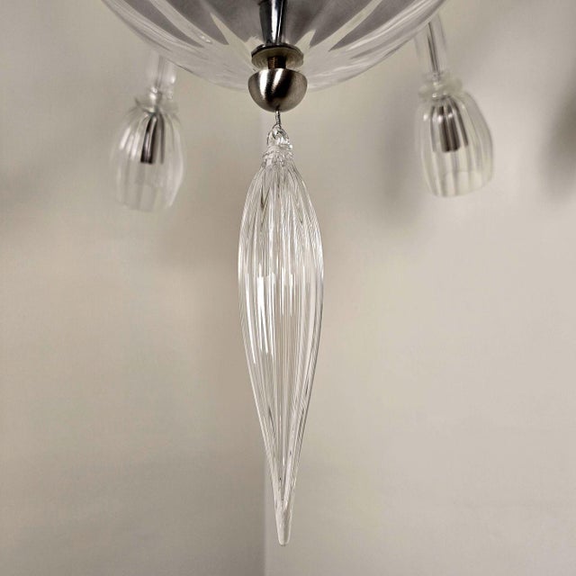 1970s Large Clear Murano Glass Neoclassical Chandelier For Sale - Image 14 of 14