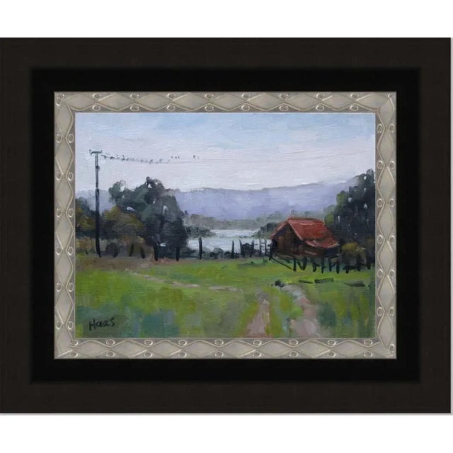 Textile Modern Farmlands — Birds on a Wire Oil Painting For Sale - Image 7 of 10