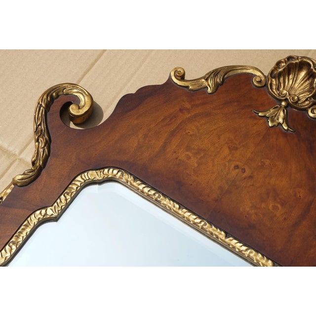 Antique Walnut Georgian Style Hand Carved and Parcel Gilded Wall Mirror For Sale - Image 5 of 9