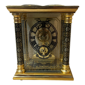 Vintage German Damascene Skeleton Clock