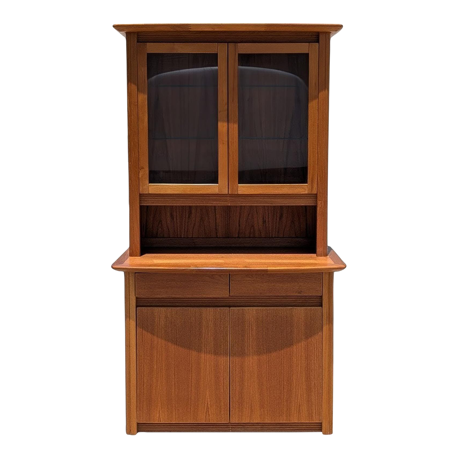 Mid-Century Modern Teak Hutch 2-Piece Danish Style Cabinet by