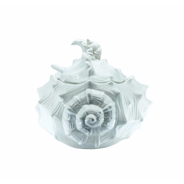 1970s 1970s Large Ceramic Shell Soup Tureen & Spoon Set For Sale - Image 5 of 9