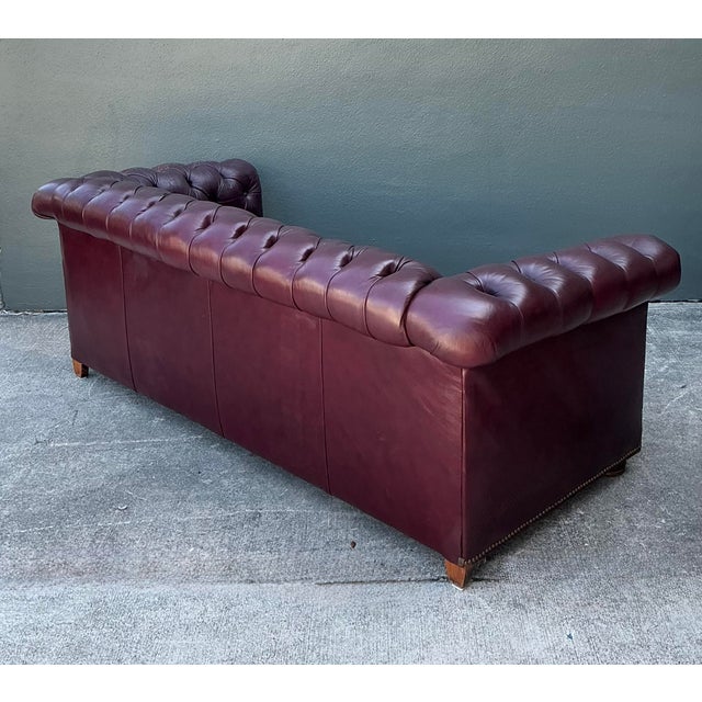 Vintage Tufted Leather Chesterfield Sofa For Sale - Image 9 of 12
