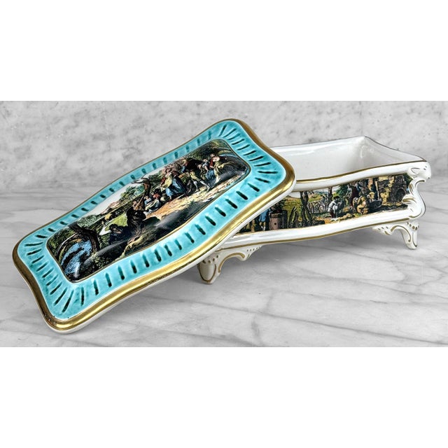 Vintage Capodimonte Italian Rococo Porcelain Jewelry Dresser Box W/ Lid For Sale - Image 6 of 13