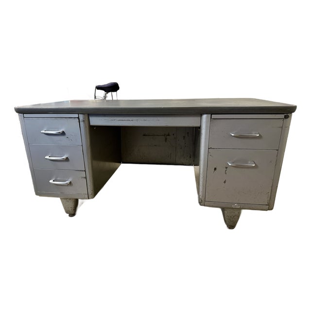 Vintage Ase (All-Steel) Tanker Desk - Mid-Century Industrial For Sale