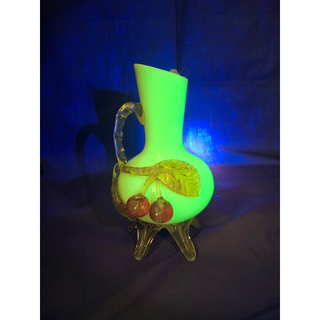 Antique Stevens & Williams Custard Uranium Glass Vase Applied Cherries Victorian C. 1880s For Sale - Image 17 of 18