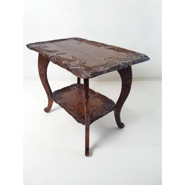 Japanese Art Nouveau Hand-Carved Kamakura Bori Side Table, 1900s For Sale - Image 9 of 12