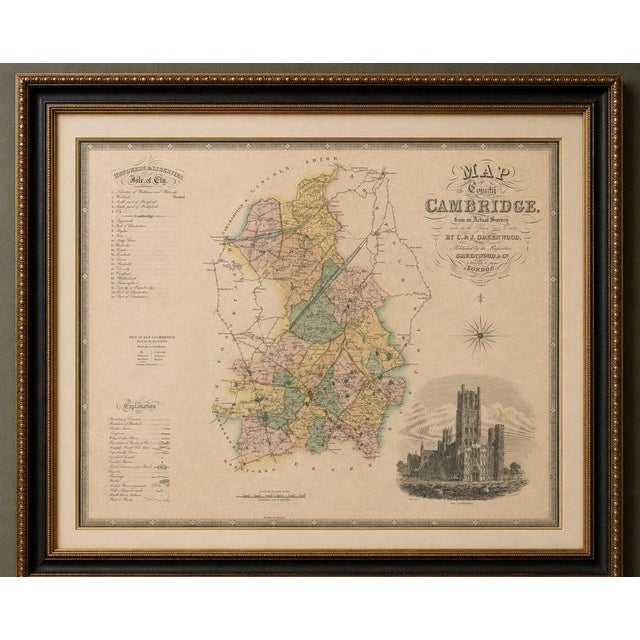 Title: antique map of cambridgeshire with ely cathedral by greenwood, 1834 description: original large-format engraved map...