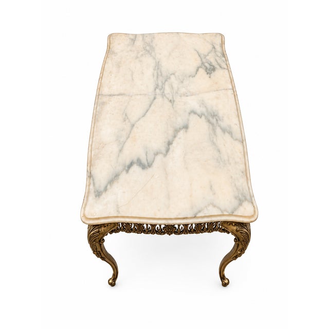 Louis XV Gilt Bronze Coffee Table with White Marble Top, 1970s For Sale - Image 3 of 8